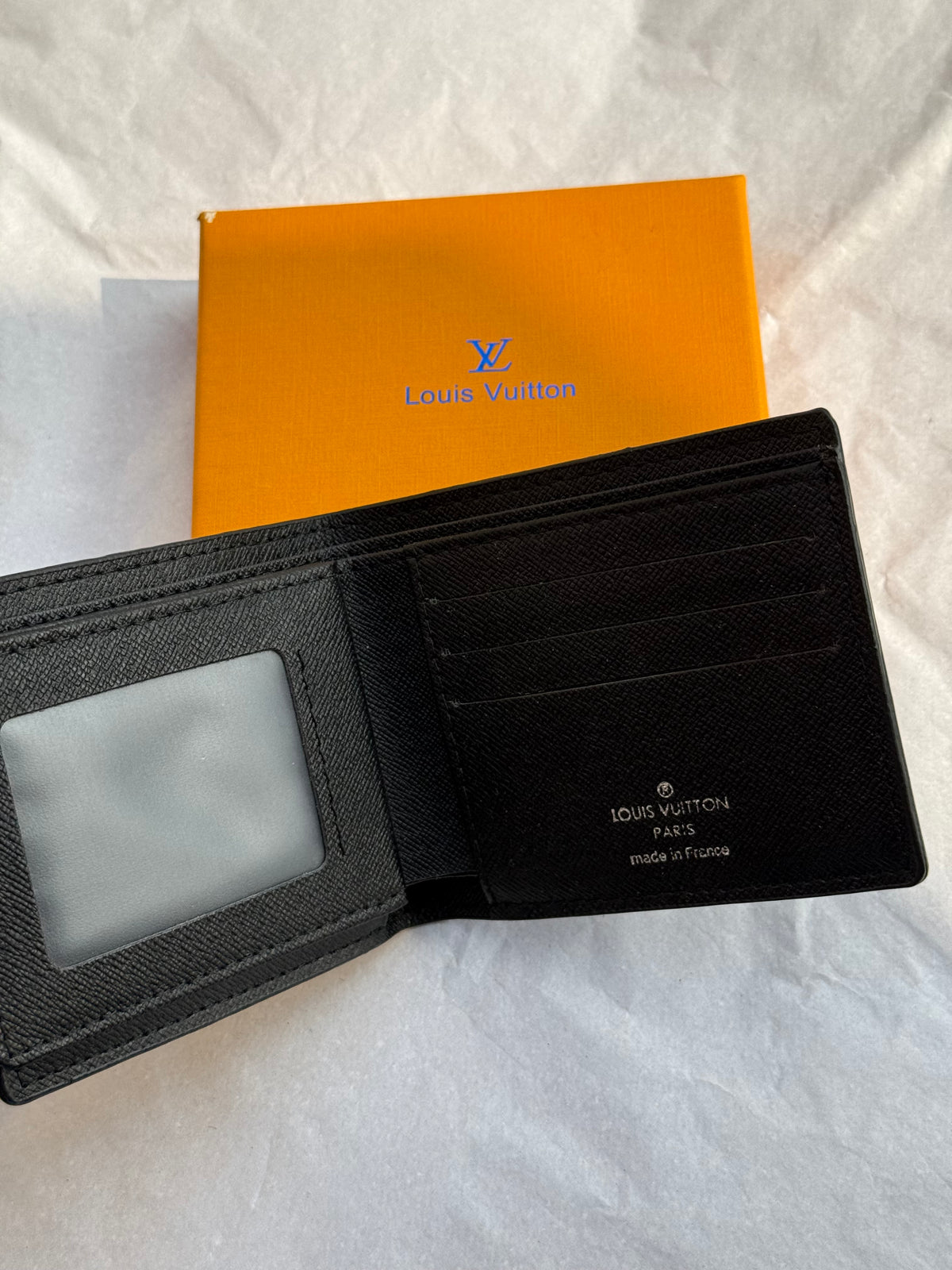LV Monogram Men's Wallet – Black Textured Bifold Wallet