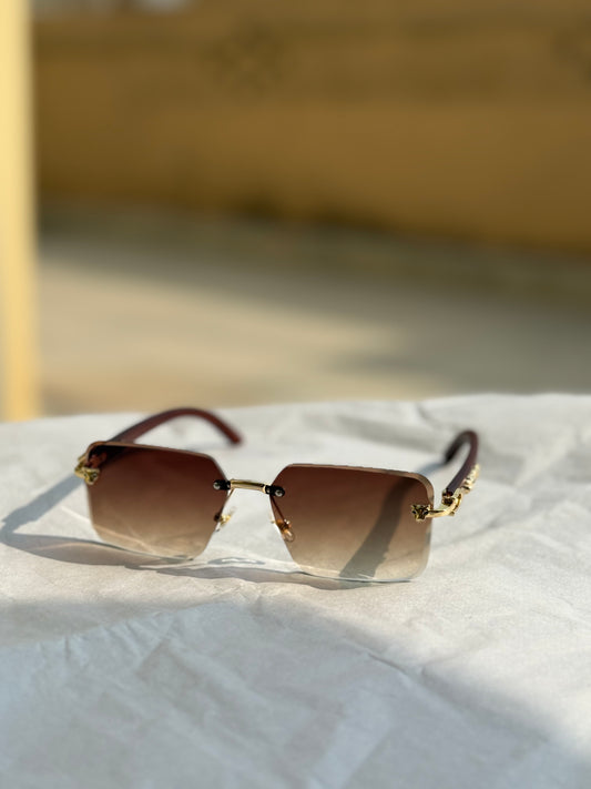 Bvlgari Serpenti Viper Rimless Geometric Brown Sunglasses