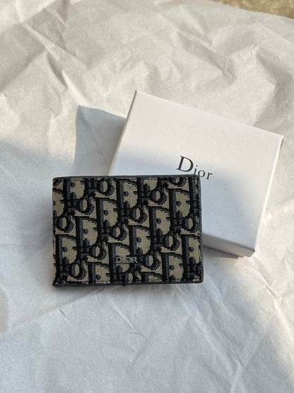 Dior-Style Monogram Pattern Bifold Wallet