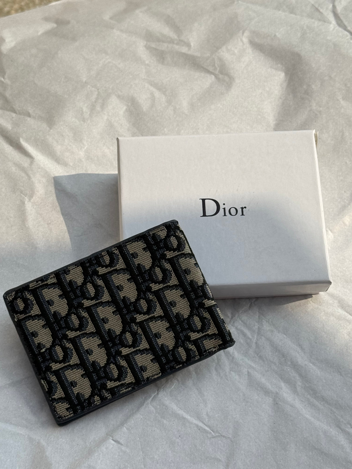Dior-Style Monogram Pattern Bifold Wallet