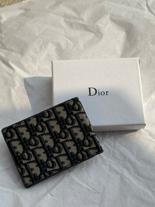 Dior-Style Monogram Pattern Bifold Wallet