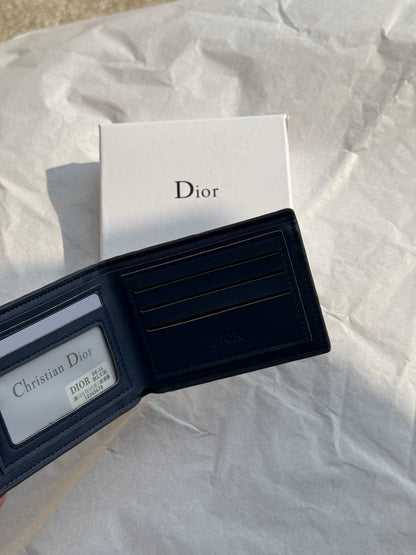 Dior-Style Monogram Pattern Bifold Wallet