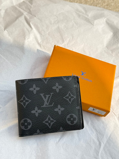 LV Monogram Men's Wallet – Black Textured Bifold Wallet