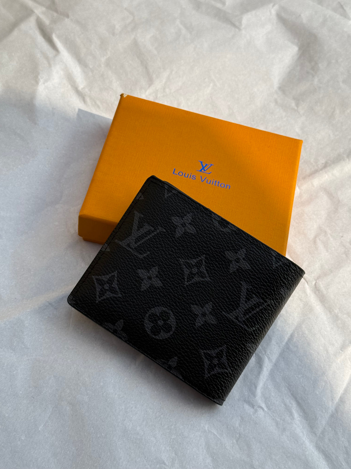 LV Monogram Men's Wallet – Black Textured Bifold Wallet