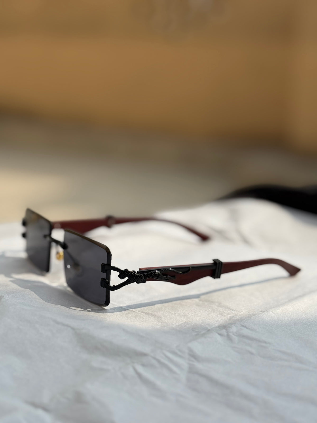 Cartier Panther Rimless Square Sunglasses