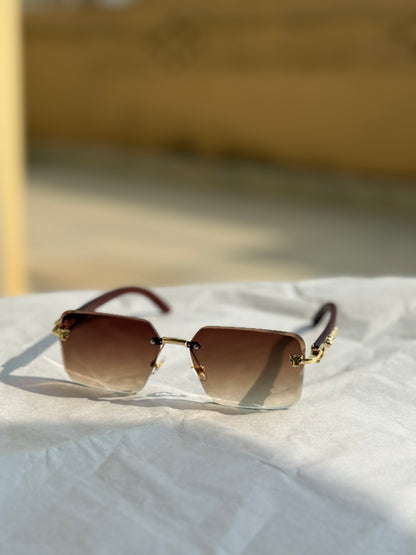 Bvlgari Serpenti Viper Rimless Geometric Brown Sunglasses