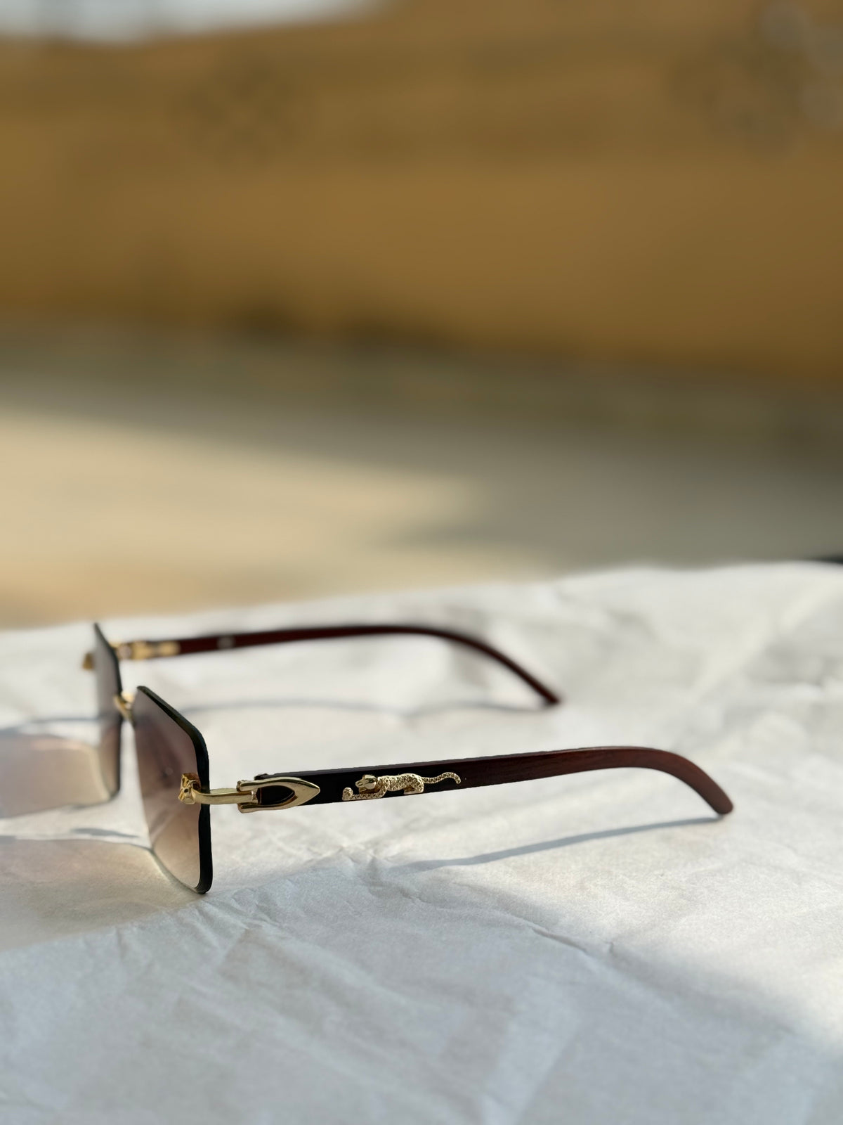 Bvlgari Serpenti Viper Rimless Geometric Brown Sunglasses