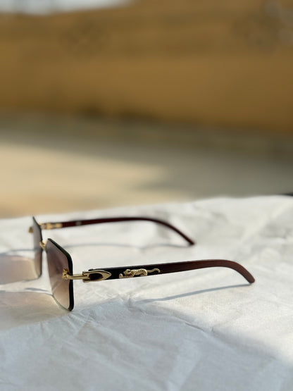 Bvlgari Serpenti Viper Rimless Geometric Brown Sunglasses