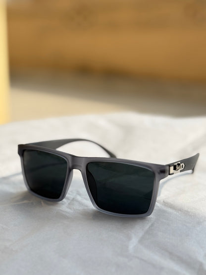Persol Black Rectangle Signature Arrow Sunglasses