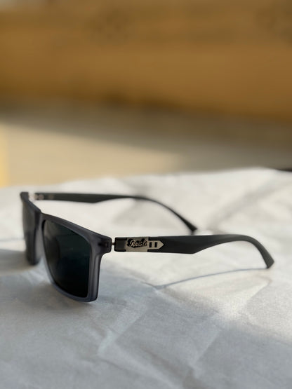 Persol Black Rectangle Signature Arrow Sunglasses