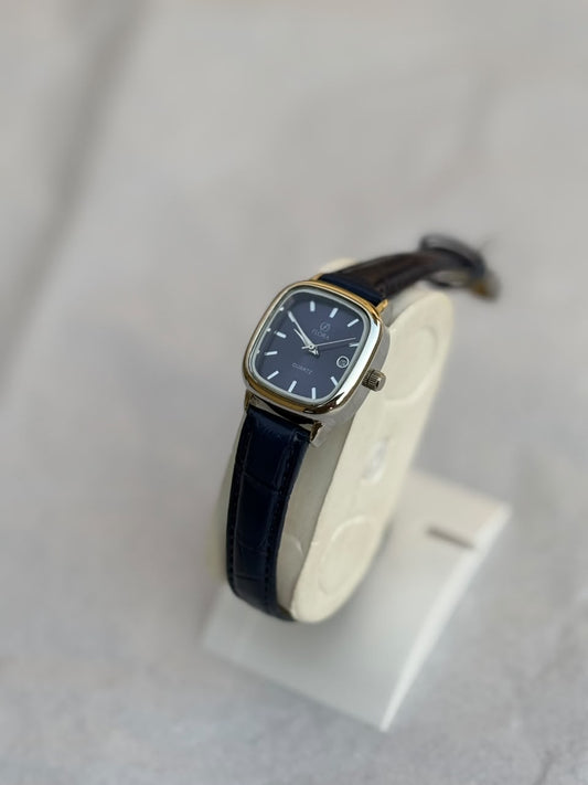 Flora Women’s Blue Dial Leather Strap Watch