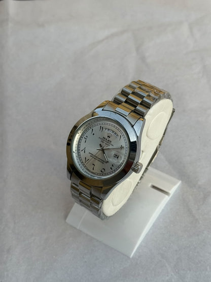 Rolex Day-Date Arabic Men's Watch – Green Dial with Silver Jubilee Bracelet