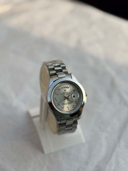Rolex Day-Date Arabic Men's Watch – Green Dial with Silver Jubilee Bracelet