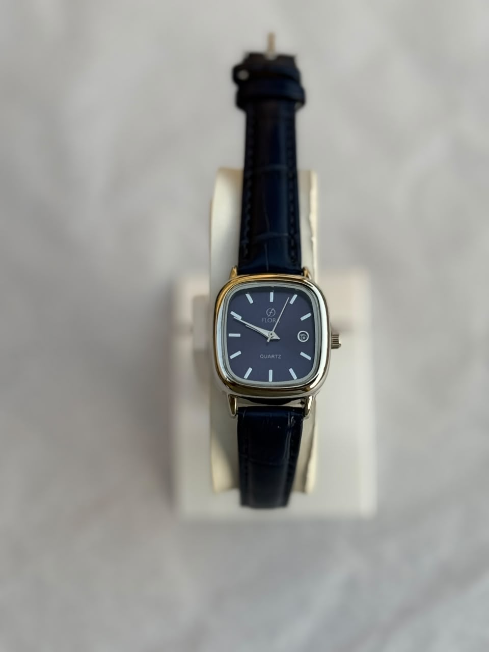 Flora Women’s Blue Dial Leather Strap Watch